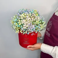 Букет Радуга красок в красном боксе Букет Радуга красок в красном боксе