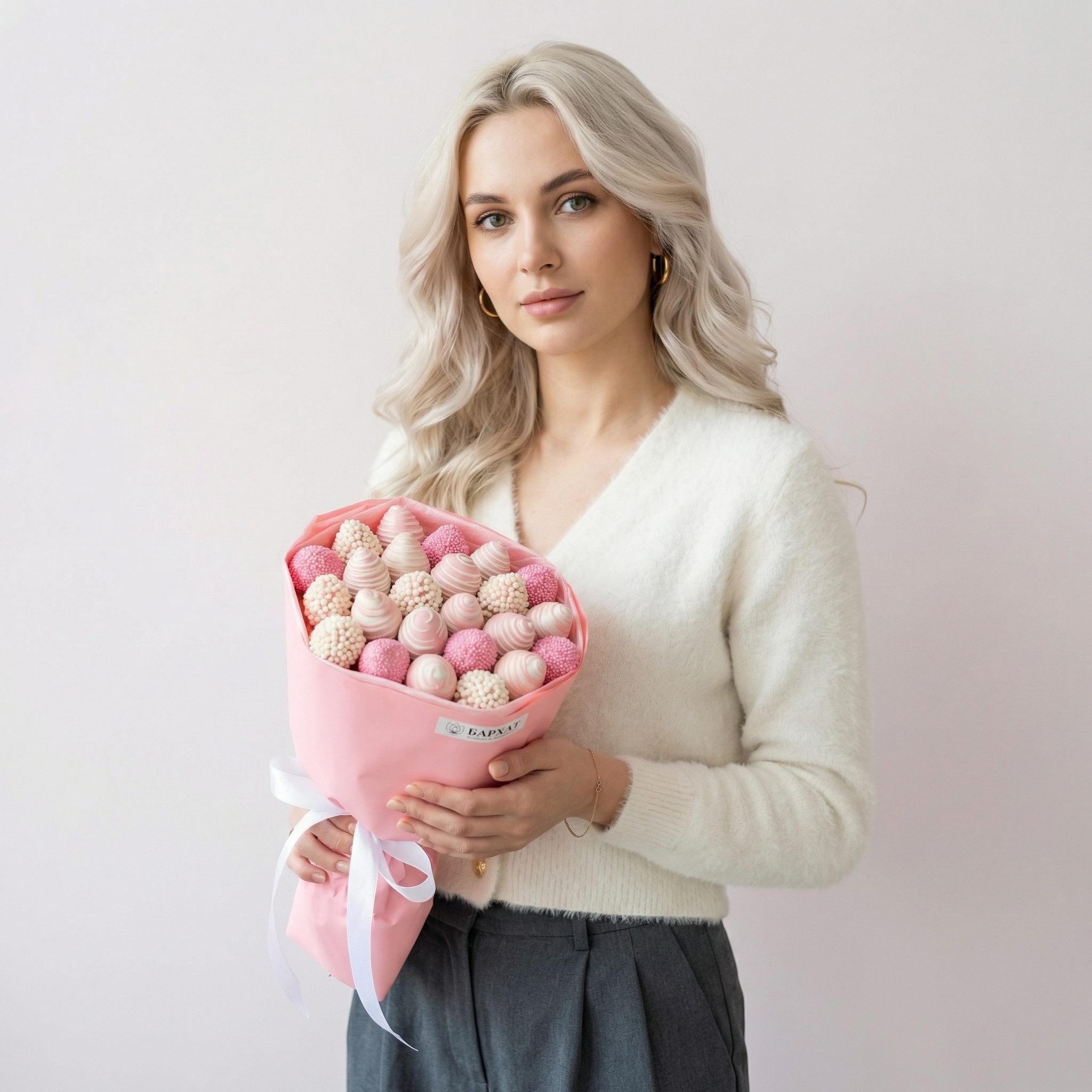 Букет Клубничная невеста