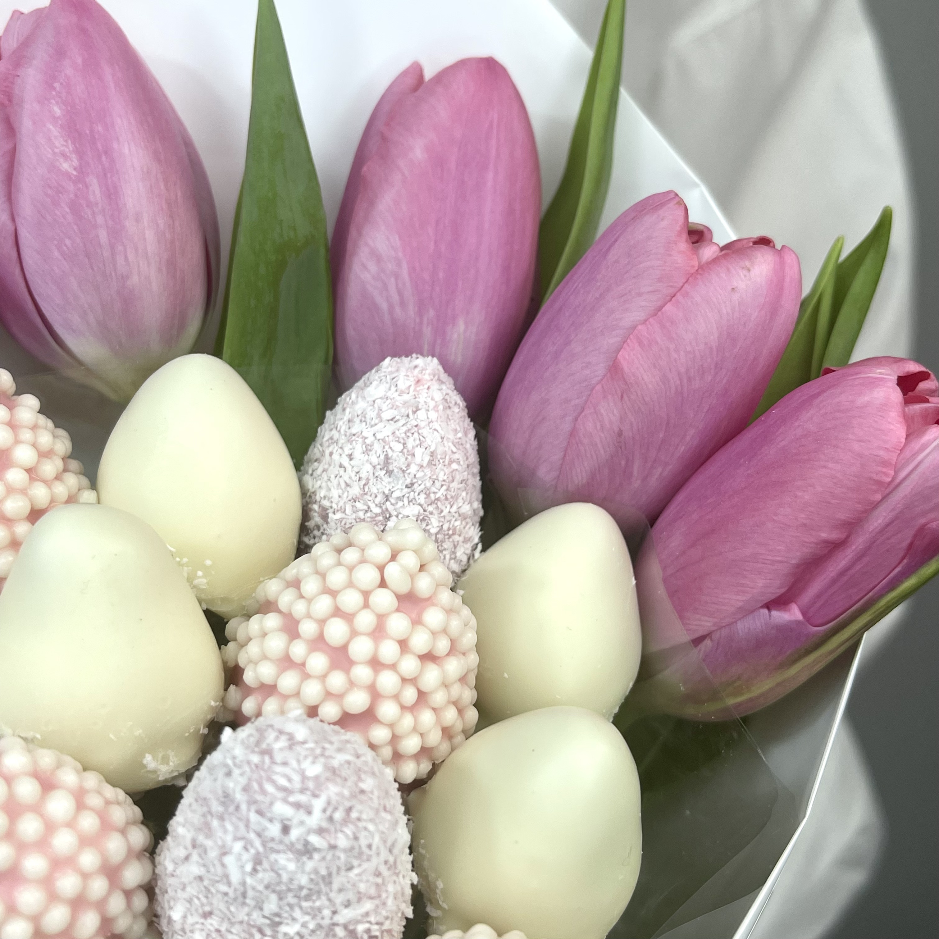 Букет Комплимент с розовыми тюльпанами №2